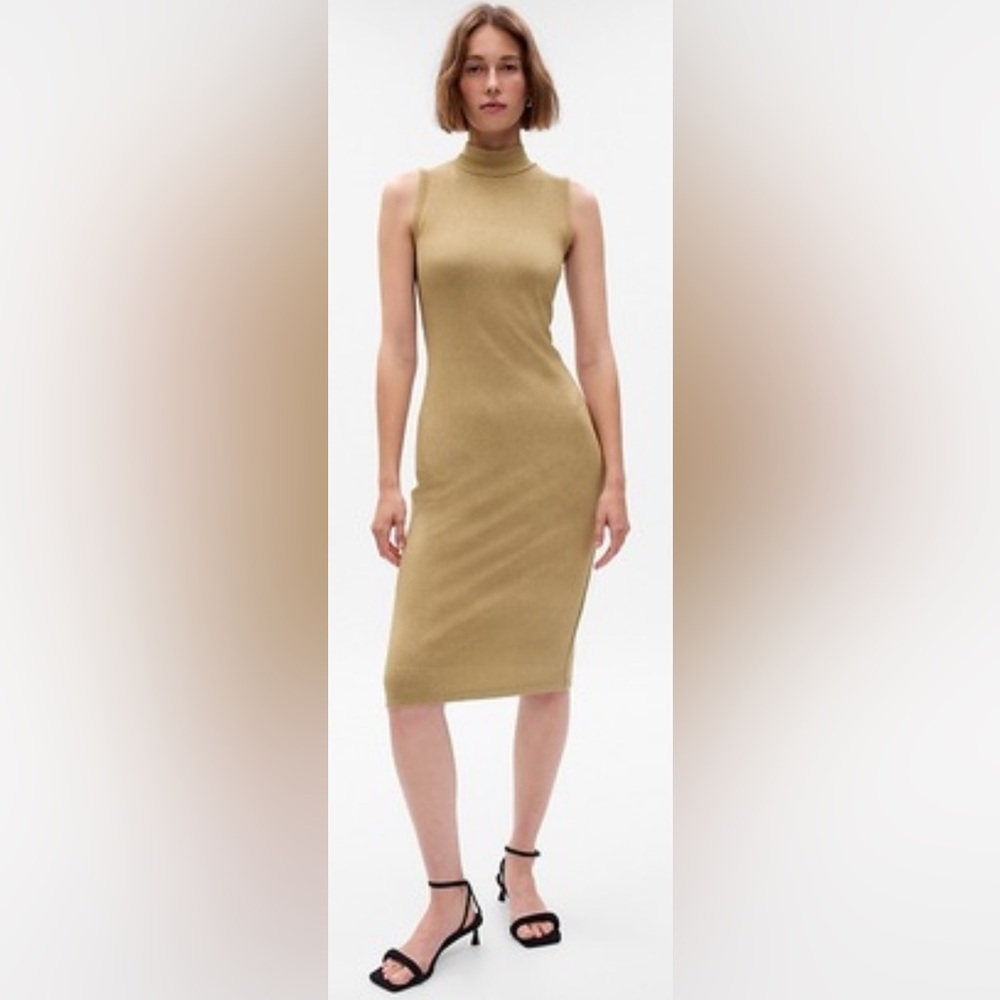 Metallic Mockneck Midi Dress